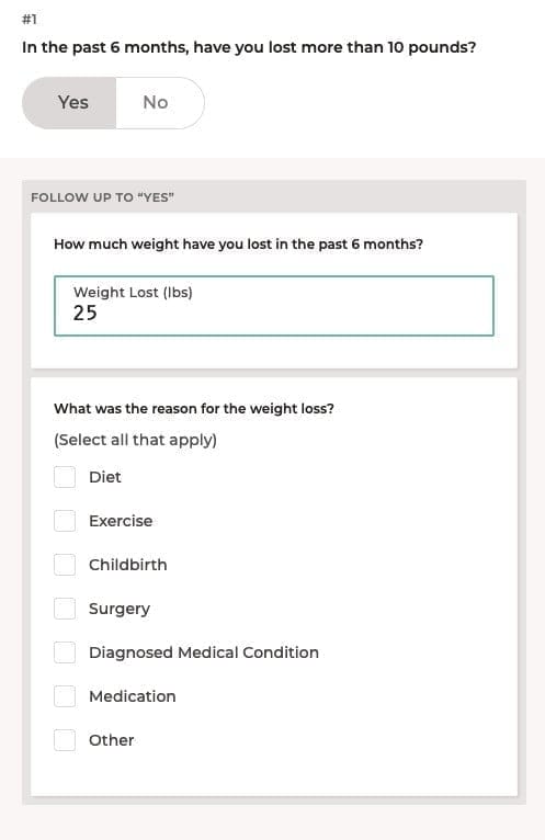 Bestow app question about weight loss