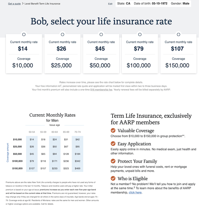 AARP New York Life Term Life Insurance Quote