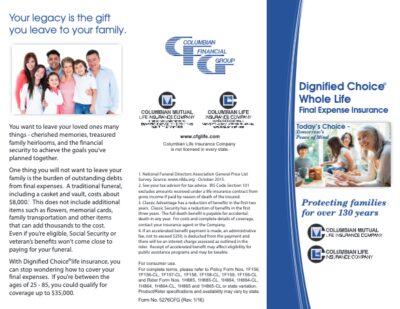 Columbian Financial Group Dignified Choice Whole Life Final Expense Insurance Brochure pdf image